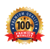 a gold and blue badge with red ribbon